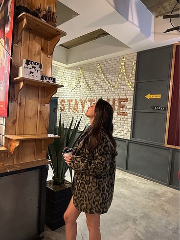 s Beden leopar desenli blazer ceket