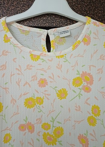 Kız Çocuk Sarı Çiçekli Kısa Kollu Elbise - Görsel 2