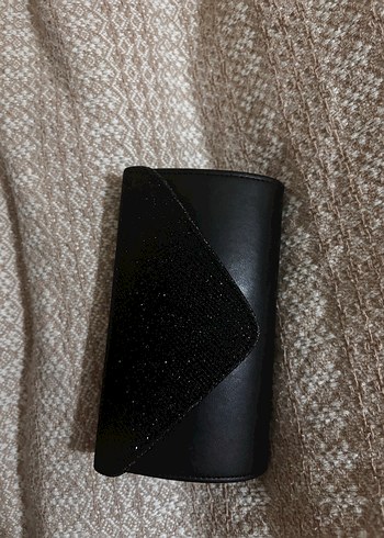 Siyah Deri Kadın Clutch Çanta