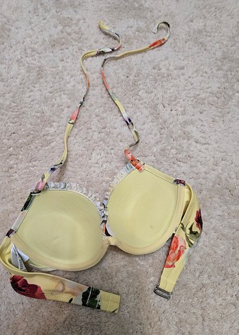 Sarı Çiçekli Fırfırlı Bohem Bikini Üstü - Görsel 2