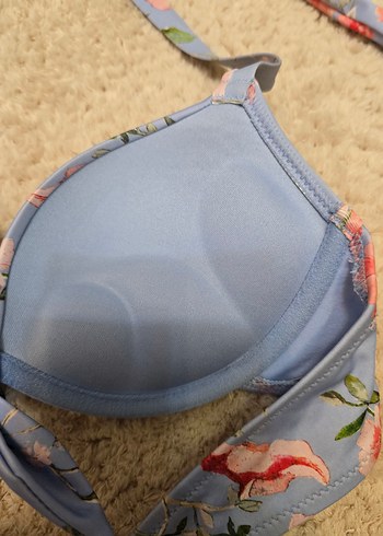 Çiçek Desenli Mavi Bohem destekli Bikini Üstü - Görsel 4