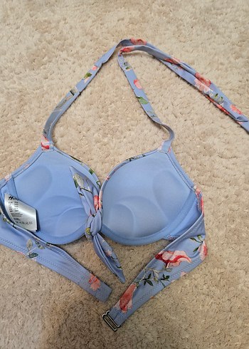 Çiçek Desenli Mavi Bohem destekli Bikini Üstü - Görsel 2