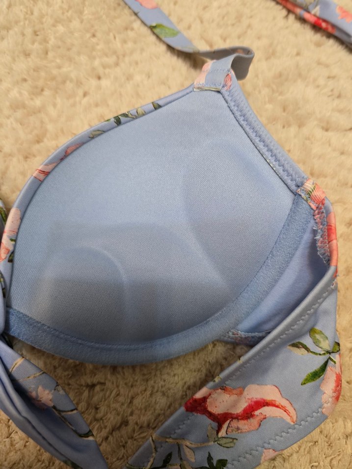 Çiçek Desenli Mavi Bohem destekli Bikini Üstü - Görsel 4