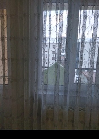 Gri Nakışlı Beyaz Tül Perde - Görsel 2