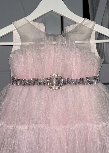 H&M Pembe Fırfırlı Kız Çocuk Abiye Elbisesi