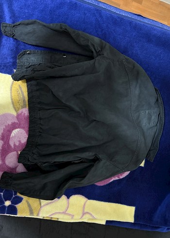 Erkek Siyah Kot Düğmeli Bomber Ceket - Görsel 2