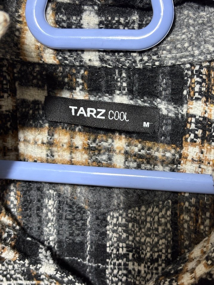 Düğmeli Gri Ekose Uzun Kollu Kadın Oduncu Gömlek - Görsel 2