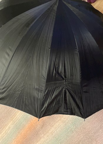 Kadın Siyah Gotik Pilili Şemsiye, ufak bir söküğü vardı diktim - Görsel 2
