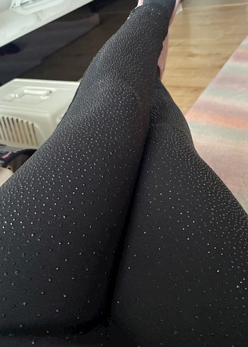 Parlak Pul Detaylı Siyah Yılan Desenli Tayt - Görsel 7