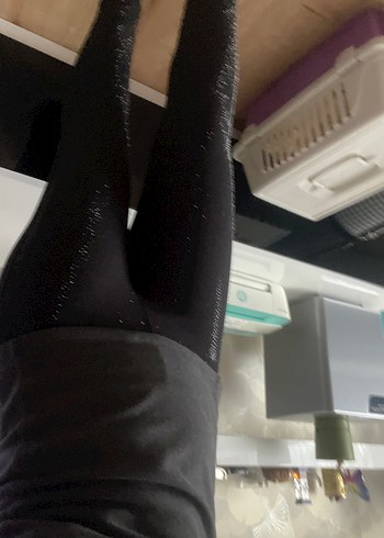 Parlak Pul Detaylı Siyah Yılan Desenli Tayt - Görsel 3