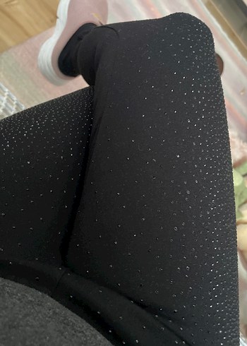 Parlak Pul Detaylı Siyah Yılan Desenli Tayt - Görsel 6