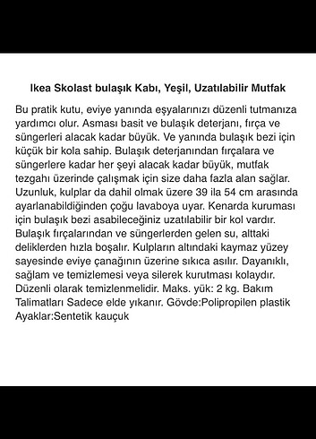 Ikea İkea bulaşık kabı uzatılabilir 