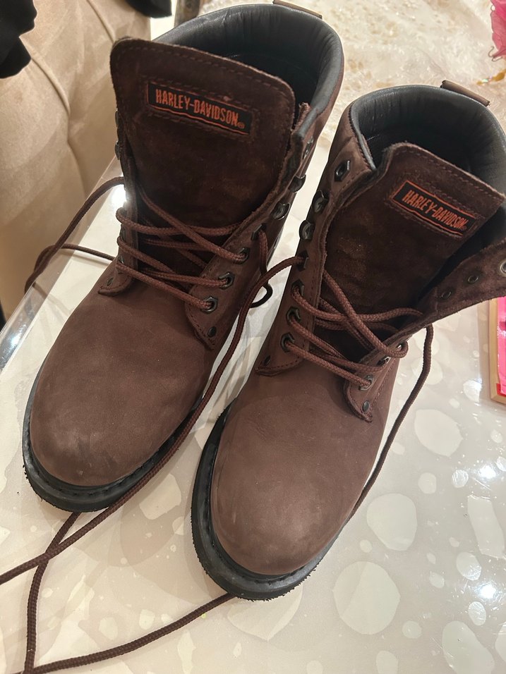 Harley-Davidson Kahverengi Deri Biker Bot - Görsel 2