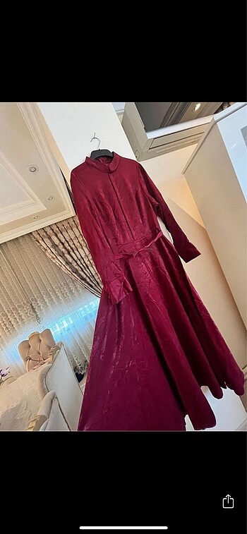 Büyük beden Soft kadife elbise bordo - Görsel 5