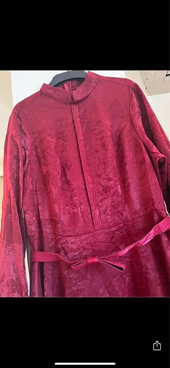 Büyük beden Soft kadife elbise bordo - Görsel 3