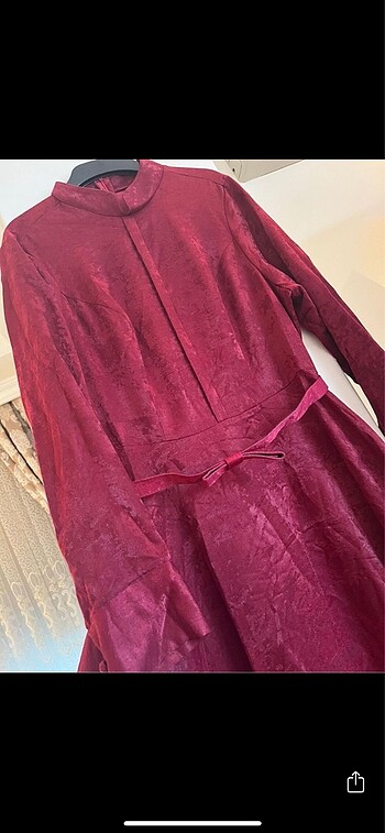 Büyük beden Soft kadife elbise bordo - Görsel 7