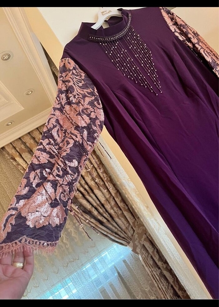 Büyük beden   Tesettür abiye elbise - Görsel 3