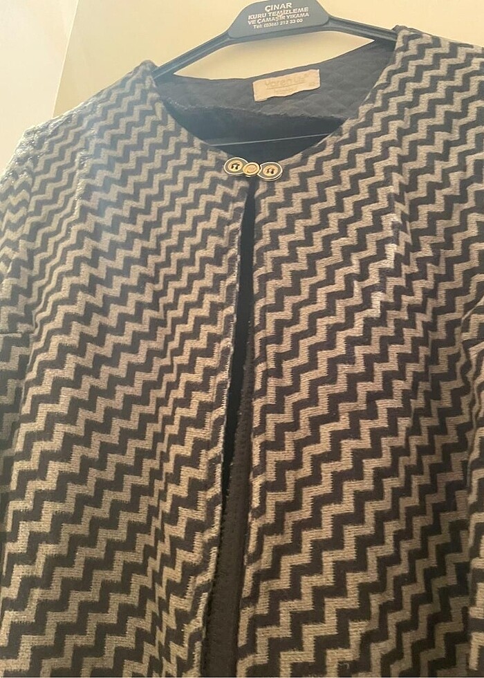 Haki yeşili siyah şeritli tunik ceket - Görsel 2