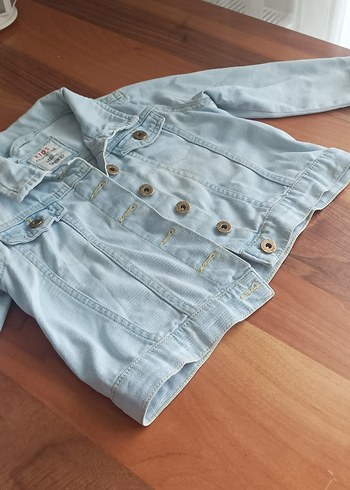 Kız Çocuk Mavi Denim Düğmeli Ceket 5-6 yaş
