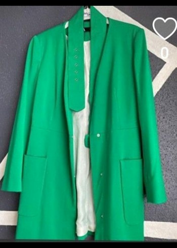 Yeşil Düğmeli Kadın Uzun Blazer - Görsel 2