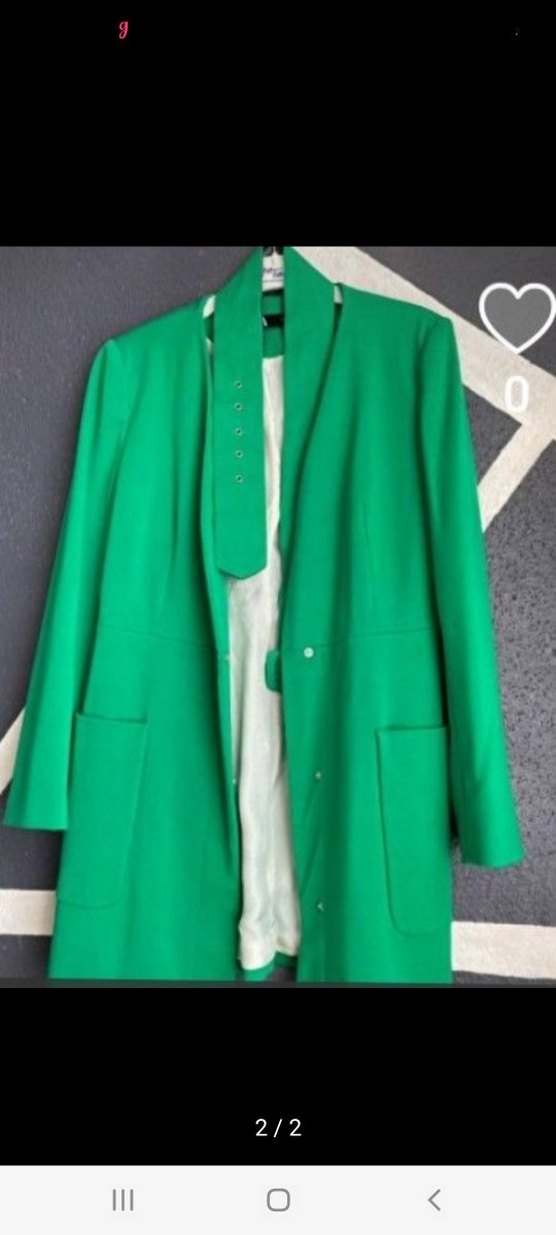 Yeşil Düğmeli Kadın Uzun Blazer - Görsel 2