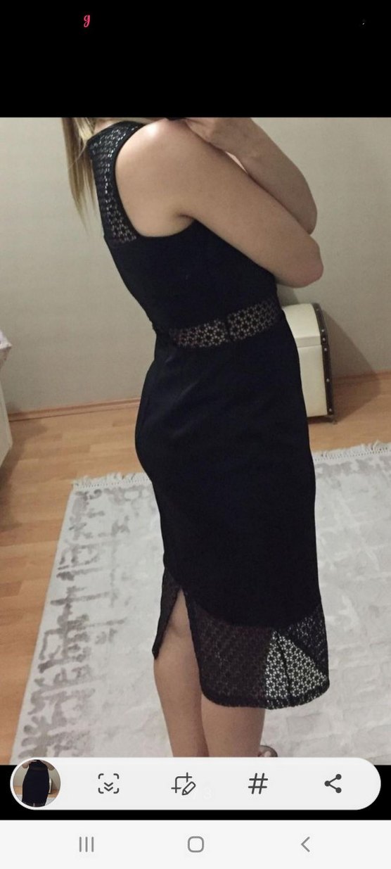 Siyah Dantel Detaylı Gotik Midi Kalem Elbise - Görsel 2