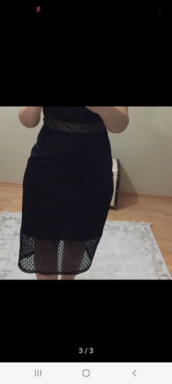 Siyah Dantel Detaylı Gotik Midi Kalem Elbise - Görsel 3