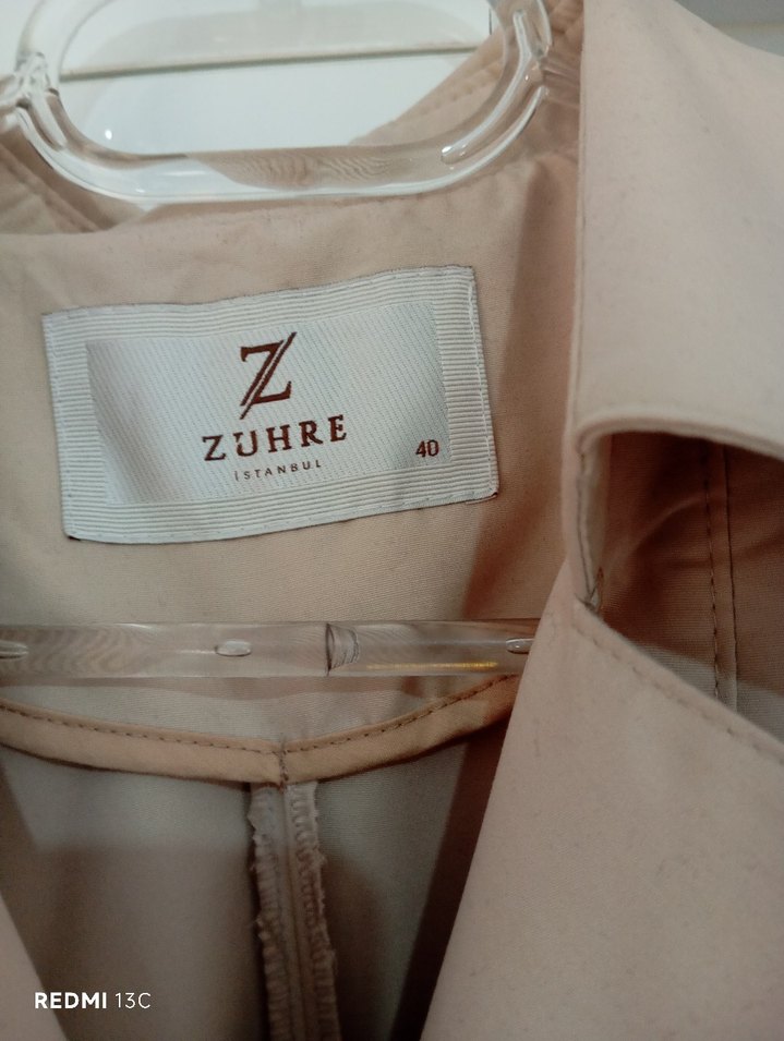 Bej Kadın Kemerli Uzun Trençkot - Görsel 5