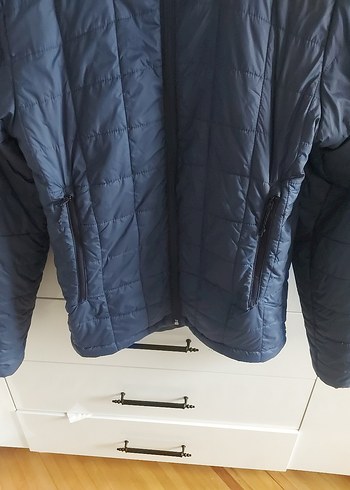 m Beden Erkek Mavi Fermuarlı Yüksek Yakalı Mont