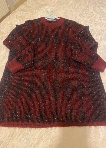 Bordo Örgü Kadın Kazak - Görsel 2