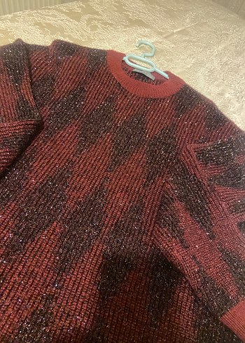 Bordo Örgü Kadın Kazak - Görsel 4