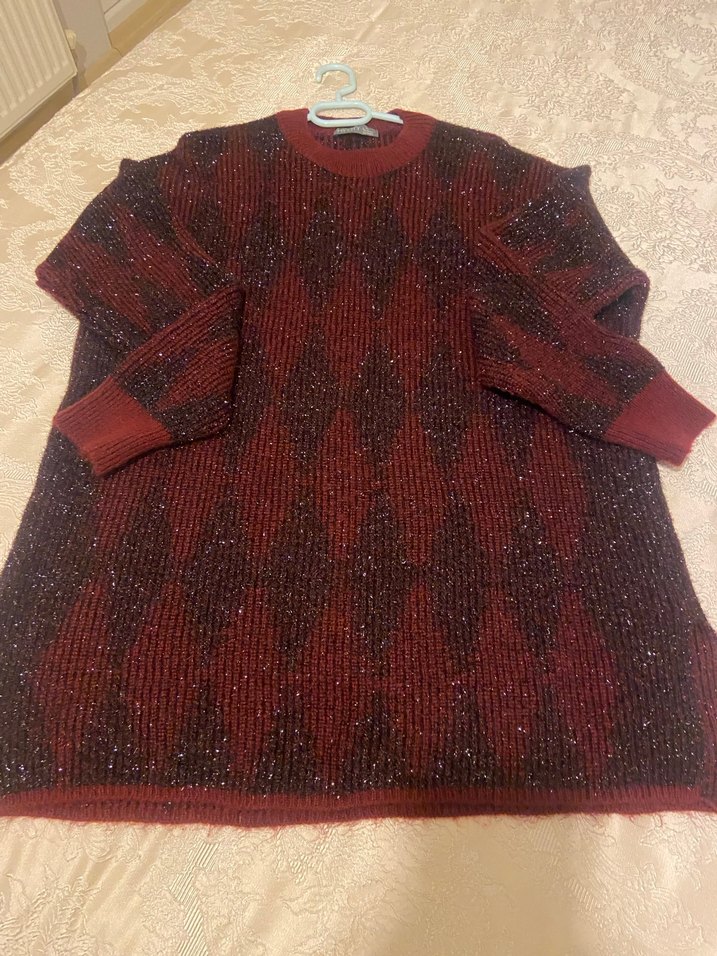 Bordo Örgü Kadın Kazak - Görsel 2