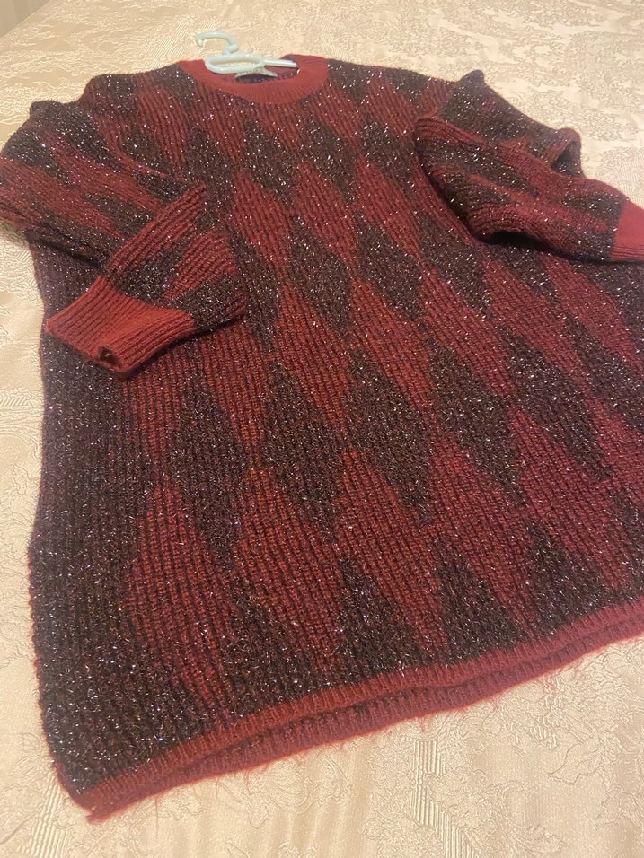 Bordo Örgü Kadın Kazak - Görsel 3