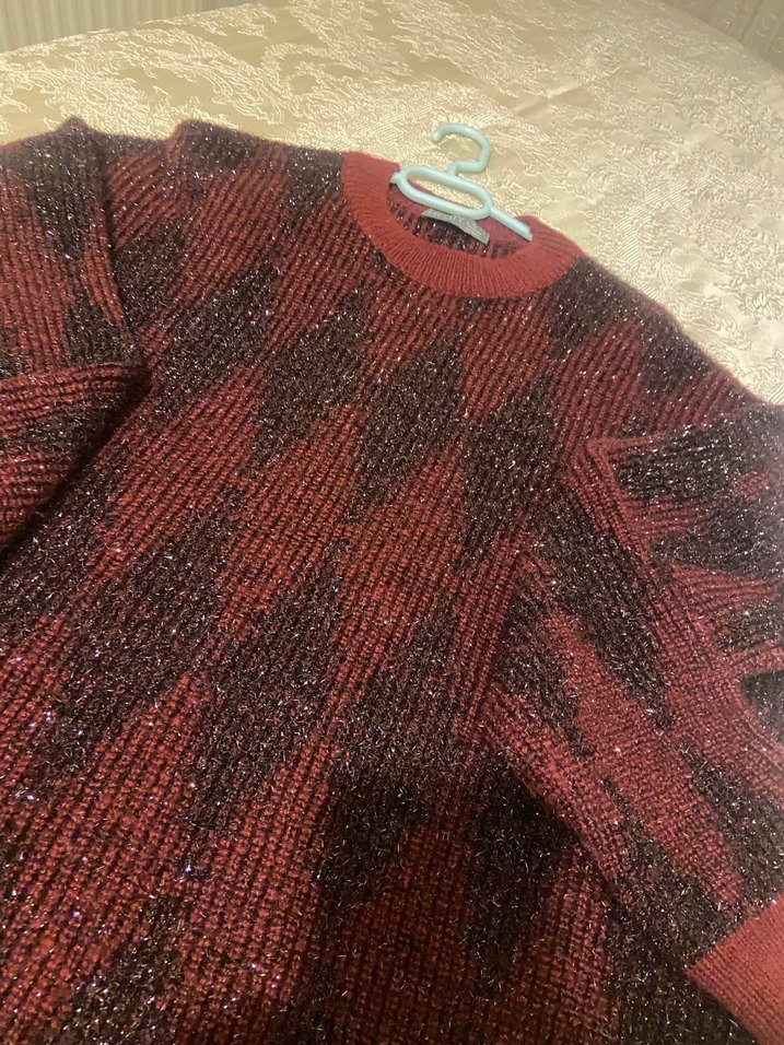 Bordo Örgü Kadın Kazak - Görsel 4