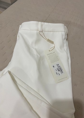 40 Beden beyaz Renk Beyaz Midi Kadın Keten Pantolon