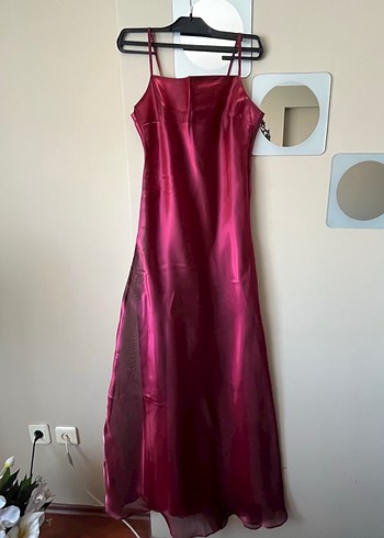 Bordo gece elbisesi - Görsel 6