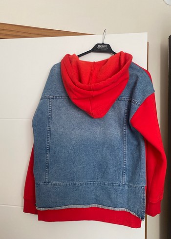 Kırmızı Fermuarlı Kadın Sweatshirt - Görsel 2