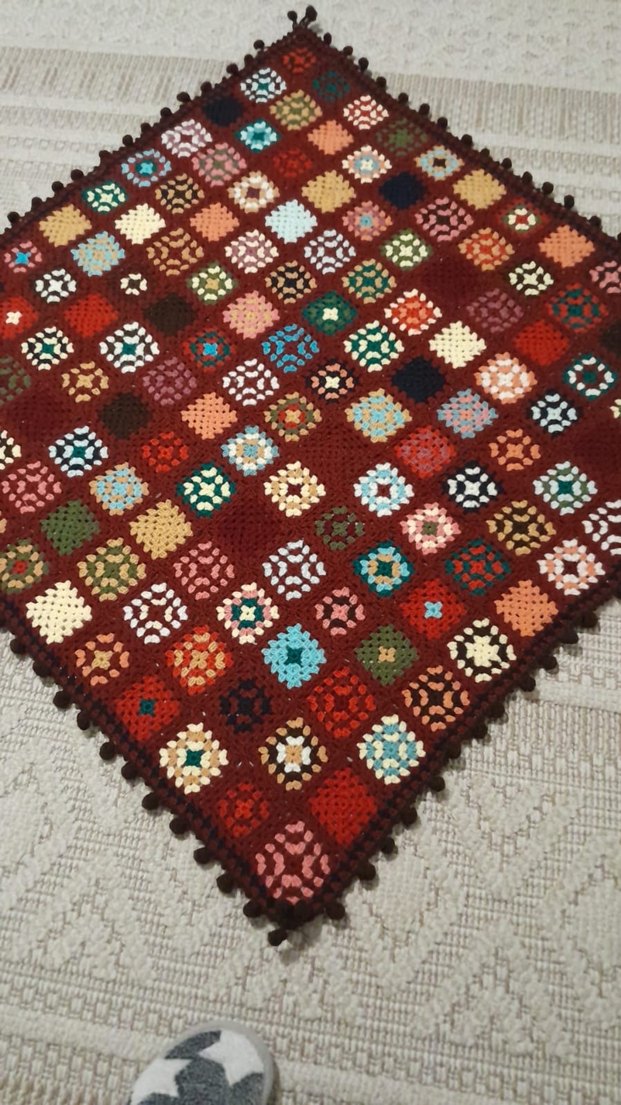 Çok Renkli Desenli Örgü Battaniye - Görsel 2