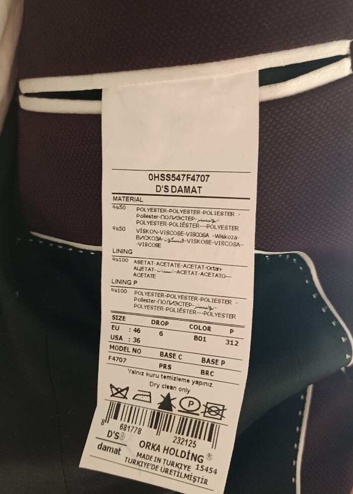 Bordo damatlık 46 beden D'S damat - Görsel 3