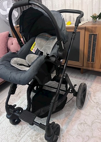Gri Bebek Arabası ve Taşıma Koltuğu - Görsel 5