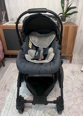 Gri Bebek Arabası ve Taşıma Koltuğu - Görsel 7