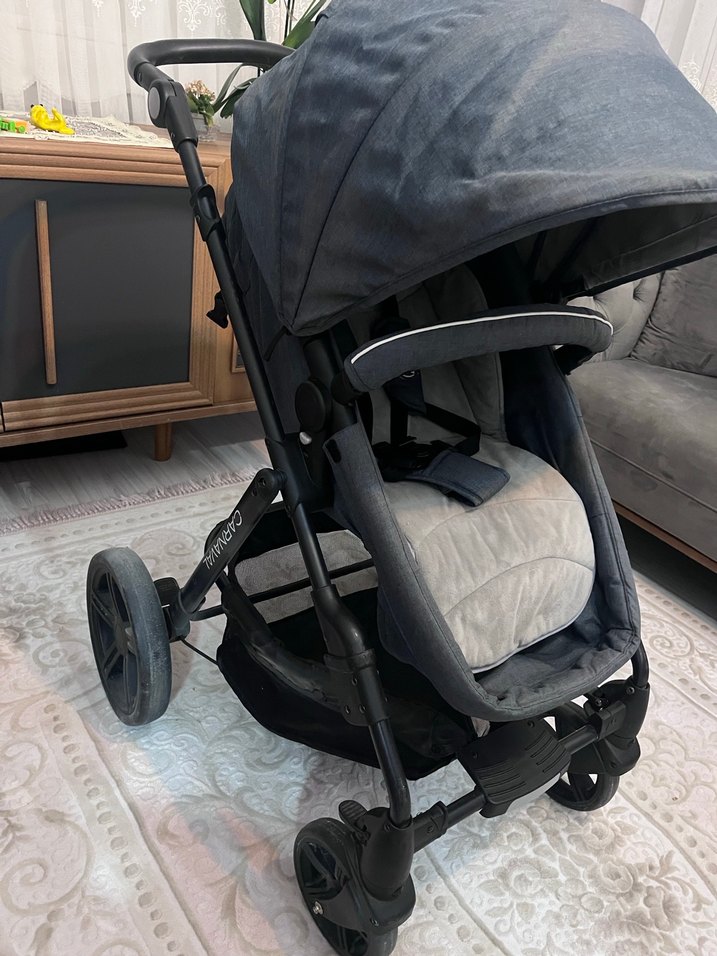 Gri Bebek Arabası ve Taşıma Koltuğu - Görsel 3