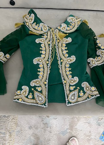Yeşil İşlemeli şalvar kına kıyafeti - Görsel 2