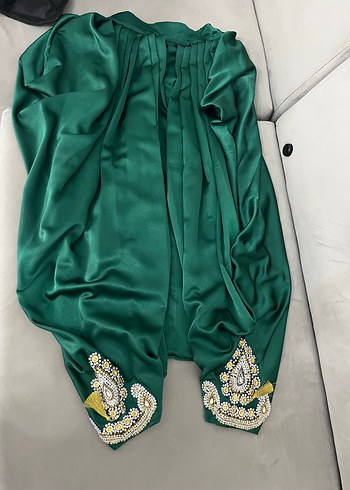 Yeşil İşlemeli şalvar kına kıyafeti - Görsel 3