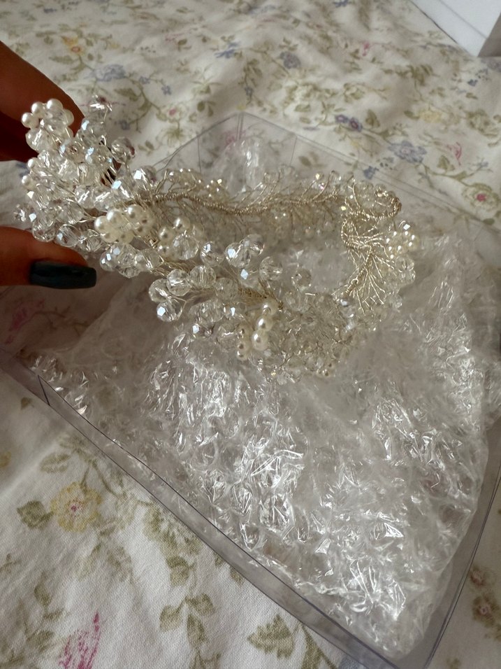 Gelin Saç Tokası Beyaz Boncuklu - Görsel 4