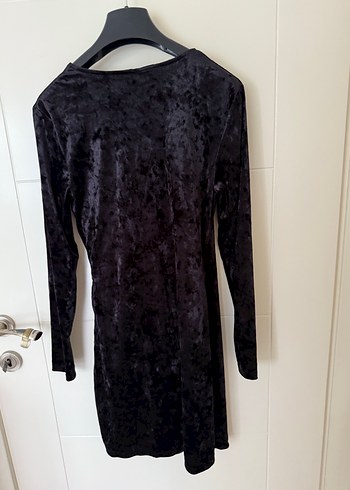 H&M Siyah Kadife Kadın Elbise - Görsel 3