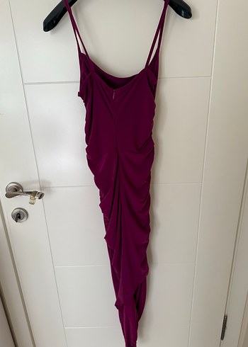 Trendyolmilla Mor Drapeli V Yaka Midi Elbise - Görsel 3