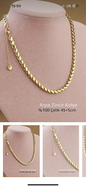 Diğer Çelik arpa (Halep işi) 60 cm kolye