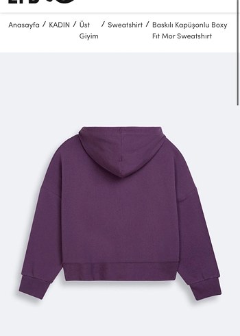 LTB Mor Kapüşonlu Baskılı Sweatshirt