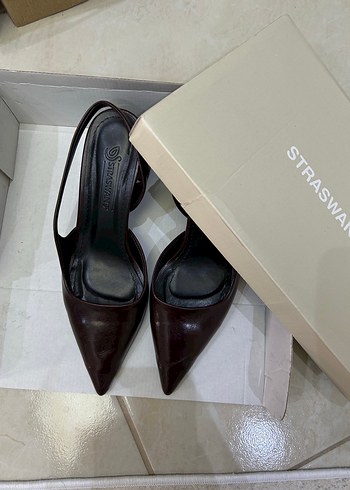Koyu bordo Deri Kadın Topuklu Ayakkabı - Görsel 3